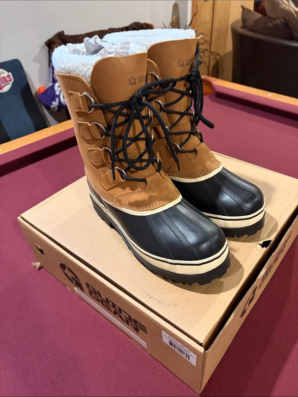 Men's Winter Boots - Brown/Tan with Black Rubber Toe sz 7